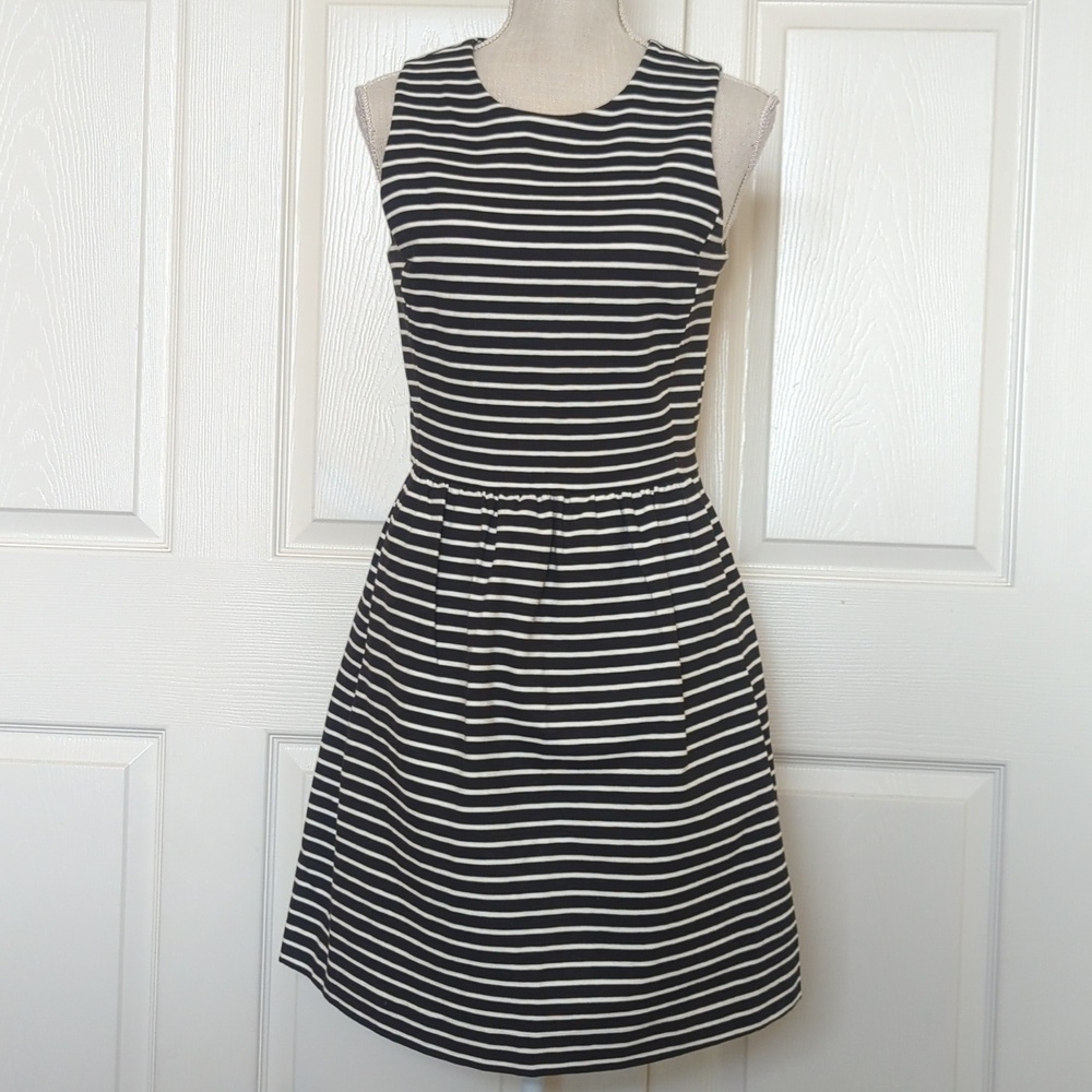 J. Crew Striped Sleeveless Daybreak Black and White Striped Dress - Picture 3 of 8